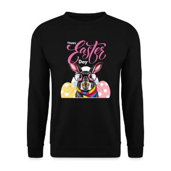 Funny rabbit funny glasses bunny easter day - Unisex Sweatshirt - black - Front - Alina (178cm) & Michal (187cm)
