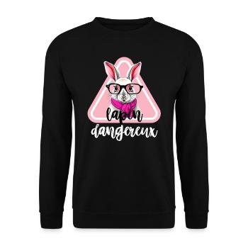 rabbit funny tshirt happy easter day - Unisex Sweatshirt - black - Front - Alina (178cm) & Michal (187cm)