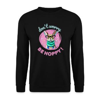 Don't worry be hoppy lapin drôle lunettes easter - Sweat-shirt Unisexe - noir - Devant - Alina (178cm) & Michal (187cm)