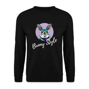 Bunny style lapin drôle lunettes happy easter day - Sweat-shirt Unisexe - noir - Devant - Alina (178cm) & Michal (187cm)