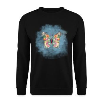Butterflies pattern - Sweat-shirt Unisexe - noir - Devant - Alina (178cm) & Michal (187cm)