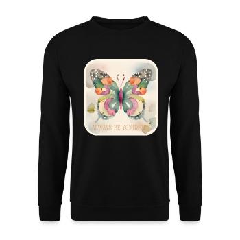 Butterflies pattern - Sweat-shirt Unisexe - noir - Devant - Alina (178cm) & Michal (187cm)