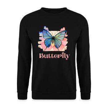 Butterflies pattern - Sweat-shirt Unisexe - noir - Devant - Alina (178cm) & Michal (187cm)
