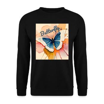 Butterflies pattern - Sweat-shirt Unisexe - noir - Devant - Alina (178cm) & Michal (187cm)