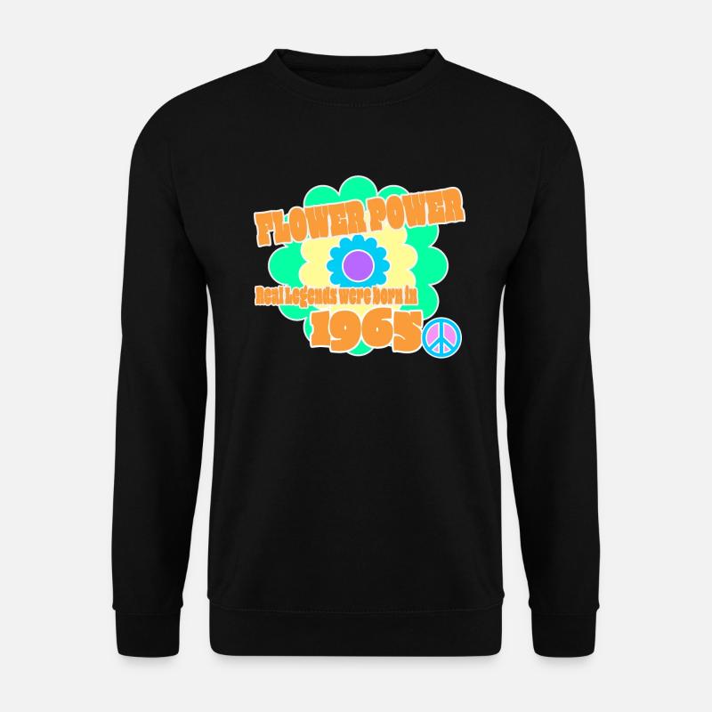 Flower Power Geburtsjahr 1965 Peace Blume Hippie - Unisex Pullover - Schwarz