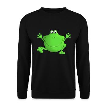 Frosch - Lach doch mal - Unisex Pullover - Schwarz - Vorne - Alina (178cm) & Michal (187cm)