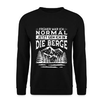 Bergsteiger Sprüche Berge - Unisex Pullover - Schwarz - Vorne - Alina (178cm) & Michal (187cm)