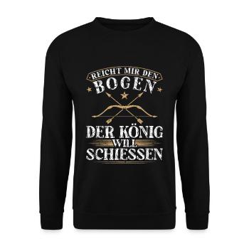 Reicht Mir Den Bogen König Will Schiessen - Unisex Pullover - Schwarz - Vorne - Alina (178cm) & Michal (187cm)