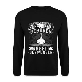 Stockschießen Geboren Eisstock Geschenke - Unisex Pullover - Schwarz - Vorne - Alina (178cm) & Michal (187cm)