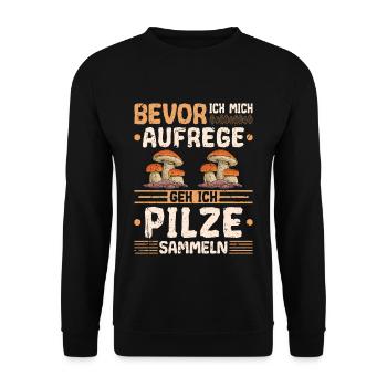 Bevor Ich Mich Aufrege Pilze Sammeln Pilz Sammler - Unisex Pullover - Schwarz - Vorne - Alina (178cm) & Michal (187cm)