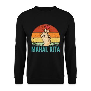 Vintage Mahal Kita Pinoy Finger Heart For Filipino - Unisex Sweatshirt - black - Front - Alina (178cm) & Michal (187cm)