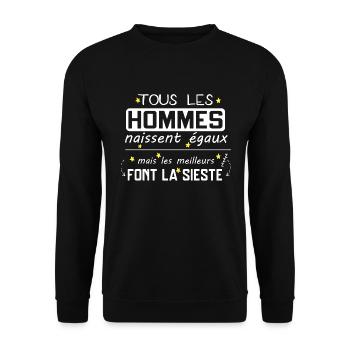 Sieste - Dormir - Dodo - Lit - Cadeau - Drôle - Sweat-shirt Unisexe - noir - Devant - Alina (178cm) & Michal (187cm)