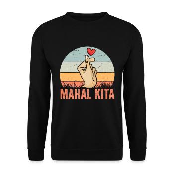 Mahal Kita Retro Pinoy Finger Heart For A Filipino - Unisex Sweatshirt - black - Front - Alina (178cm) & Michal (187cm)
