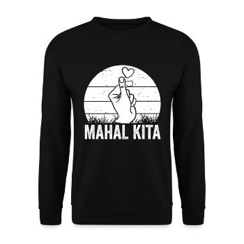 Awesome Mahal Kita Pinoy Finger Heart For Filipino - Unisex Sweatshirt - black - Front - Alina (178cm) & Michal (187cm)