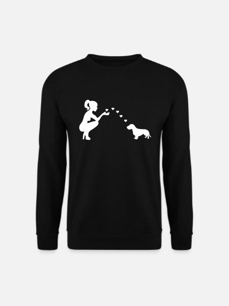 Rauhaardackel mit Frau - Dackelliebe - Unisex Pullover - Schwarz