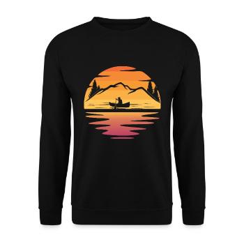 Sunset Canoeing Kanu Liebhaber Kanu Fan Kanu Trip - Unisex Pullover - Schwarz - Vorne - Alina (178cm) & Michal (187cm)