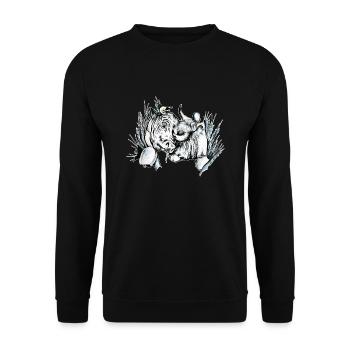 Vache d'hérens, eringer - Sweat-shirt Unisexe - noir - Devant - Alina (178cm) & Michal (187cm)