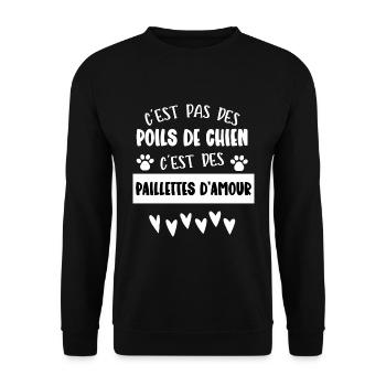 c'est pas des poils de chien - Sweat-shirt Unisexe - noir - Devant - Alina (178cm) & Michal (187cm)