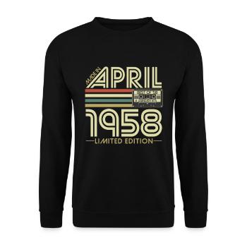 Avril 1958 Naissance Anniversaire Vintage Rétro - Sweat-shirt Unisexe - noir - Devant - Alina (178cm) & Michal (187cm)