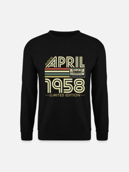 April 1958 Jahrgang Geburtstag Vintage Retro - Unisex Pullover - Schwarz