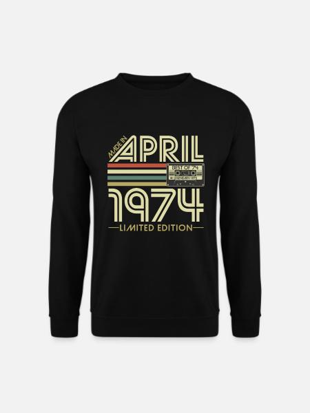 April 1974 Jahrgang Geburtstag Vintage Retro - Unisex Pullover - Schwarz