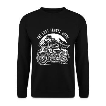 Vintage Skelett – The Last Travel Guide Design - Unisex Pullover - Schwarz - Vorne - Alina (178cm) & Michal (187cm)