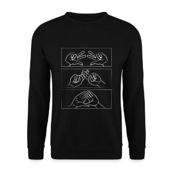 Kpop Army Hand Symbol T-Shirt - Unisex Pullover - Schwarz - Vorne - Alina (178cm) & Michal (187cm)