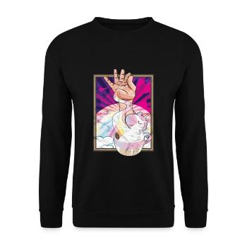Salt Bae Unicorn Meme Tshirt Gift - Unisex Sweatshirt - black - Front - Alina (178cm) & Michal (187cm)