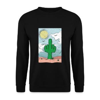 Fick Dich Stinkefinger Kaktus Geschenk - Unisex Pullover - Schwarz - Vorne - Alina (178cm) & Michal (187cm)