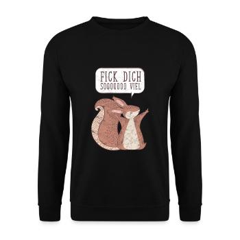 Eichhörnchen Fick Dich Lustig Geschenk - Unisex Pullover - Schwarz - Vorne - Alina (178cm) & Michal (187cm)