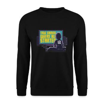 Zocker True Gamer Tshirt Gift - Unisex Sweatshirt - black - Front - Alina (178cm) & Michal (187cm)