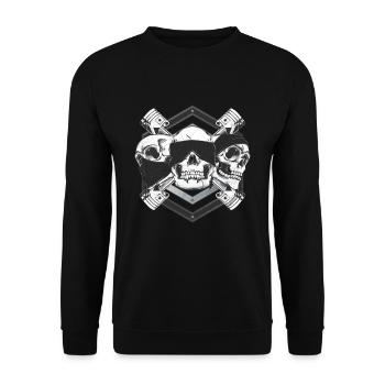 Motorradfahrer Biker Totenkopf - Unisex Pullover - Schwarz - Vorne - Alina (178cm) & Michal (187cm)