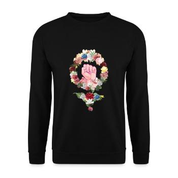 Feministen Feminismus Frauenpower - Unisex Pullover - Schwarz - Vorne - Alina (178cm) & Michal (187cm)