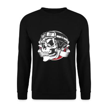 Motorcyclist skull biker - Unisex Sweatshirt - black - Front - Alina (178cm) & Michal (187cm)