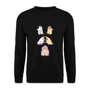 Pug with unicorn fusion - Unisex Sweatshirt - black - Front - Alina (178cm) & Michal (187cm)