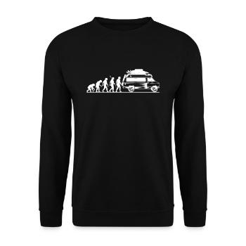 Tshirt Evolution Camper Geschenk - Unisex Pullover - Schwarz - Vorne - Alina (178cm) & Michal (187cm)