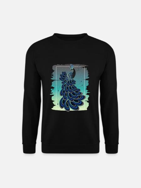 Blauer Pfau Pfauvogel Tropenvogel - Unisex Pullover - Schwarz