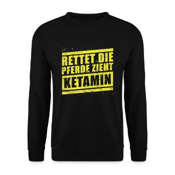 Ketamin Rettet die Pferde Zieht Keta - Unisex Pullover - Schwarz - Vorne - Alina (178cm) & Michal (187cm)