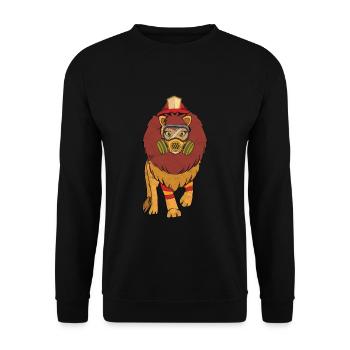 Firefighter Firefighter Lion Comic Cartoon Gift - Unisex Sweatshirt - black - Front - Alina (178cm) & Michal (187cm)