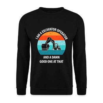 Bagger Baggerfahrer Baggerwagen - Unisex Pullover - Schwarz - Vorne - Alina (178cm) & Michal (187cm)