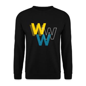 W Lettering Design Geschenke - Unisex Pullover - Schwarz - Vorne - Alina (178cm) & Michal (187cm)