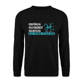 Sternzeichen Fische - Eigenschaften - Unisex Pullover - Schwarz - Vorne - Alina (178cm) & Michal (187cm)