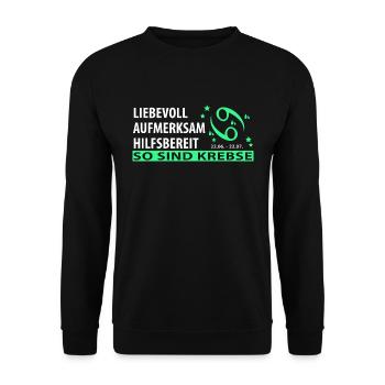 Sternzeichen Krebs - Eigenschaften - Unisex Pullover - Schwarz - Vorne - Alina (178cm) & Michal (187cm)