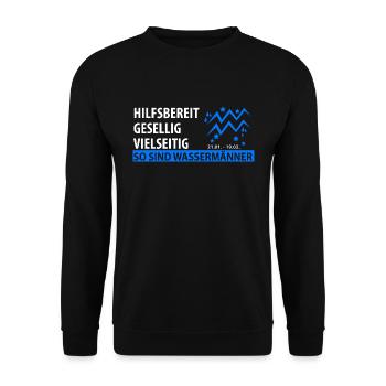 Sternzeichen Wassermann - Eigenschaften - Unisex Pullover - Schwarz - Vorne - Alina (178cm) & Michal (187cm)