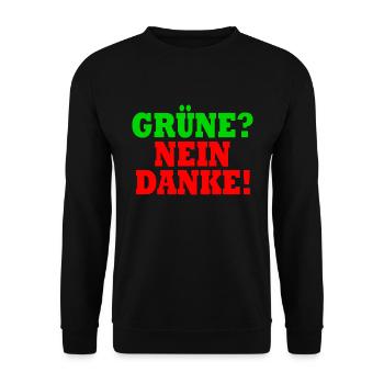 grüne nein danke - Unisex Pullover - Schwarz - Vorne - Alina (178cm) & Michal (187cm)