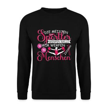 Cheerleading Cheerleader Wir werfen Menschen - Unisex Pullover - Schwarz - Vorne - Alina (178cm) & Michal (187cm)