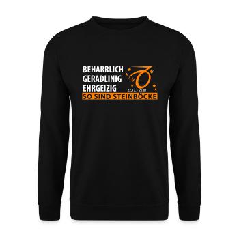 Sternzeichen Steinbock - Eigenschaften - Unisex Pullover - Schwarz - Vorne - Alina (178cm) & Michal (187cm)