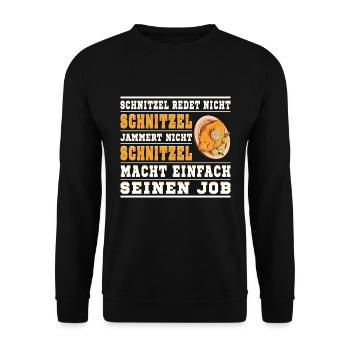 Schnitzel redet nicht Schnitzel - Unisex Pullover - Schwarz - Vorne - Alina (178cm) & Michal (187cm)