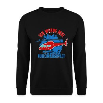 Hubschrauber Helikopter Hubschrauberpilot - Unisex Pullover - Schwarz - Vorne - Alina (178cm) & Michal (187cm)