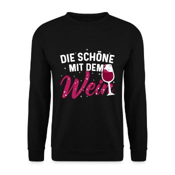 Wein Weintrinkerin Frau Die Schöne mit dem Wein - Unisex Pullover - Schwarz - Vorne - Alina (178cm) & Michal (187cm)